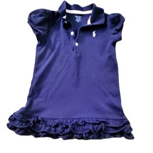 Ralph Lauren Navy Blue Ruffled Short Sleeve Preppy Dress 24 mo